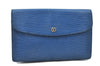 Authentic Louis Vuitton Epi Montaigne 27 Clutch Bag Blue M52655 LV 5026D