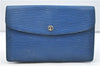 Authentic Louis Vuitton Epi Montaigne 27 Clutch Bag Blue M52655 LV 5026D