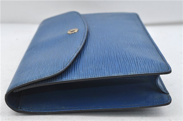 Authentic Louis Vuitton Epi Montaigne 27 Clutch Bag Blue M52655 LV 5026D