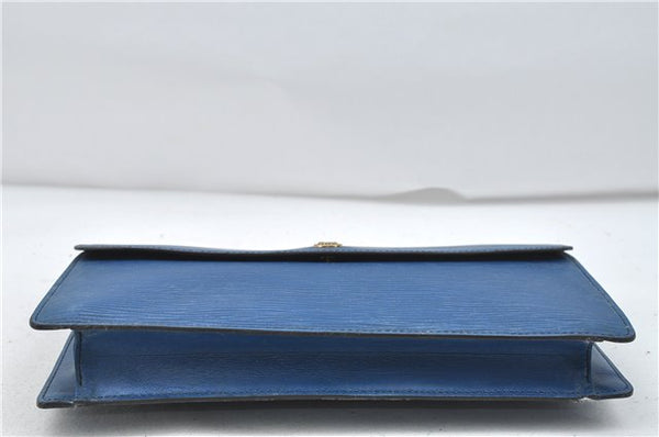 Authentic Louis Vuitton Epi Montaigne 27 Clutch Bag Blue M52655 LV 5026D