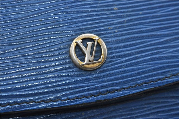 Authentic Louis Vuitton Epi Montaigne 27 Clutch Bag Blue M52655 LV 5026D