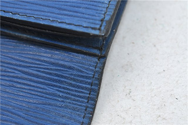 Authentic Louis Vuitton Epi Montaigne 27 Clutch Bag Blue M52655 LV 5026D