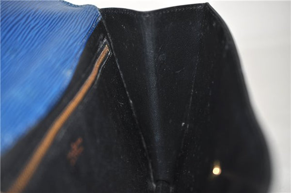 Authentic Louis Vuitton Epi Montaigne 27 Clutch Bag Blue M52655 LV 5026D