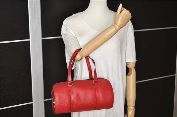 Authentic Louis Vuitton Epi Soufflot Hand Bag Red M52227 LV 5028F