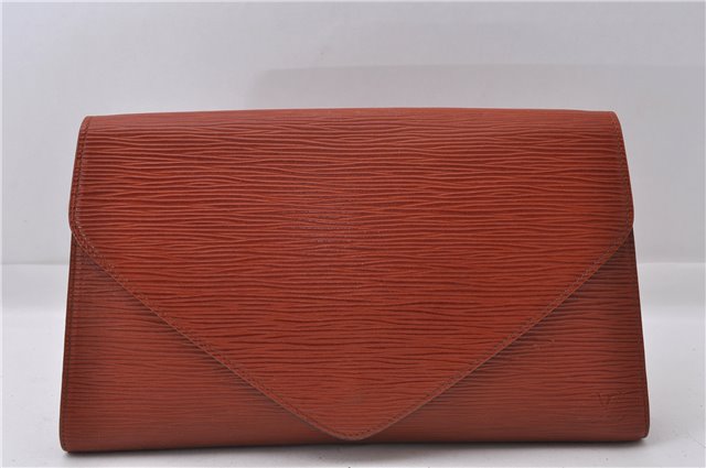 Authentic Louis Vuitton Epi Arts Deco Clutch Bag Brown M52633 LV 5029D