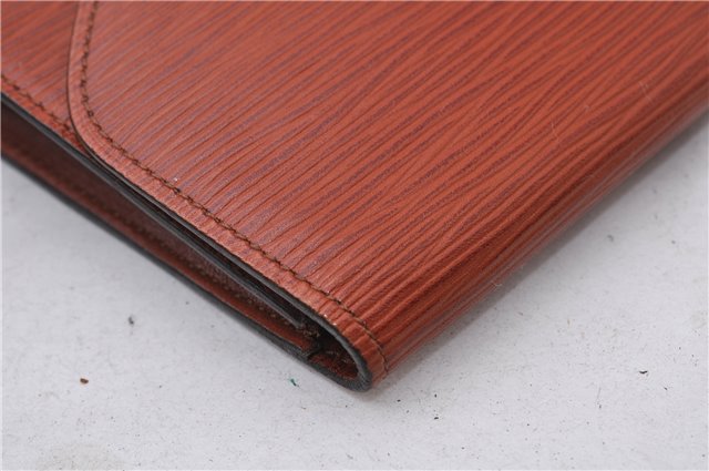 Authentic Louis Vuitton Epi Arts Deco Clutch Bag Brown M52633 LV 5029D