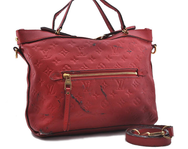 Auth Louis Vuitton Monogram Empreinte Bastille PM 2Way Tote Bag M41169 Red 5030D