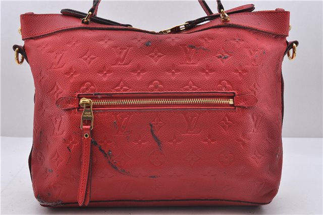 Auth Louis Vuitton Monogram Empreinte Bastille PM 2Way Tote Bag M41169 Red 5030D