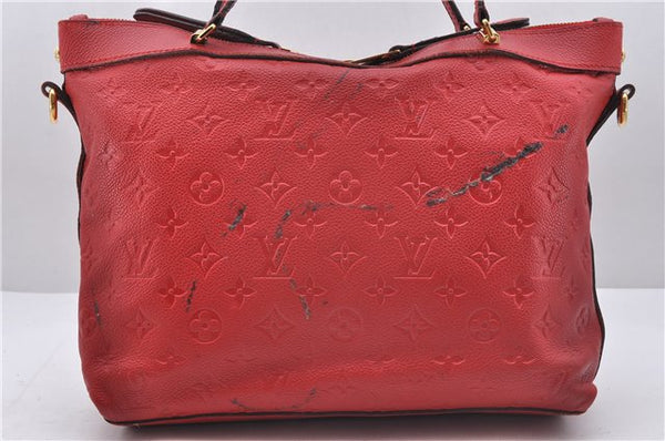 Auth Louis Vuitton Monogram Empreinte Bastille PM 2Way Tote Bag M41169 Red 5030D