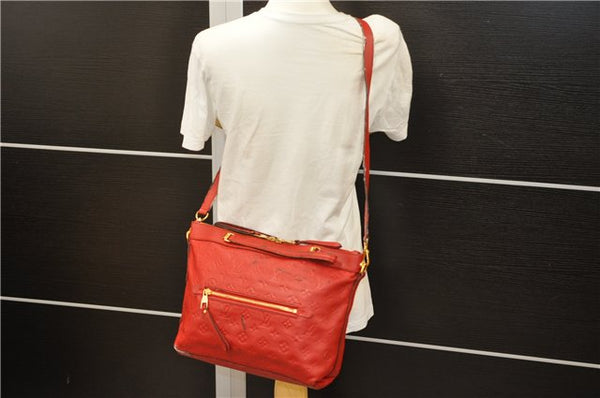 Auth Louis Vuitton Monogram Empreinte Bastille PM 2Way Tote Bag M41169 Red 5030D