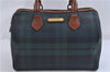 Authentic POLO Ralph Lauren Check Pattern Hand Boton Bag PVC Leather Green 5031C