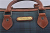 Authentic POLO Ralph Lauren Check Pattern Hand Boton Bag PVC Leather Green 5031C