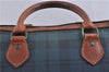 Authentic POLO Ralph Lauren Check Pattern Hand Boton Bag PVC Leather Green 5031C