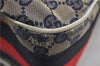 Auth GUCCI Sherry Line Shoulder Tote GG Canvas Leather 247597 Navy Blue 5034D