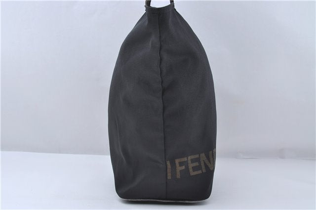 Authentic FENDI Nylon Leather Logo Tote Hand Bag Black 5036D