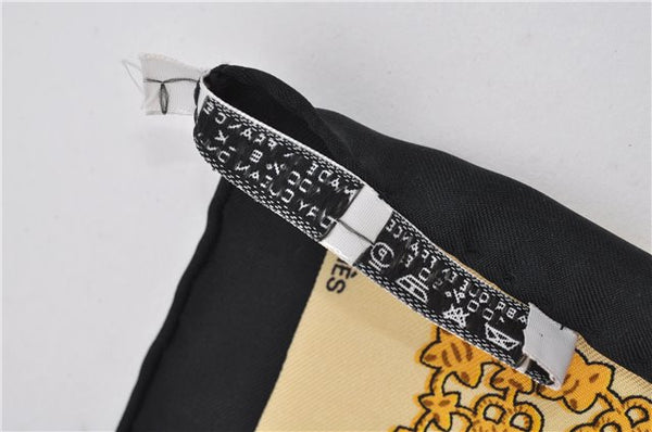 Authentic HERMES Carre 90 Scarf "Brins d'or" Silk Black 5038E