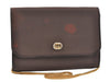 Authentic GUCCI Vintage Chain Shoulder Hand Bag Purse Nylon Leather Brown 5039I
