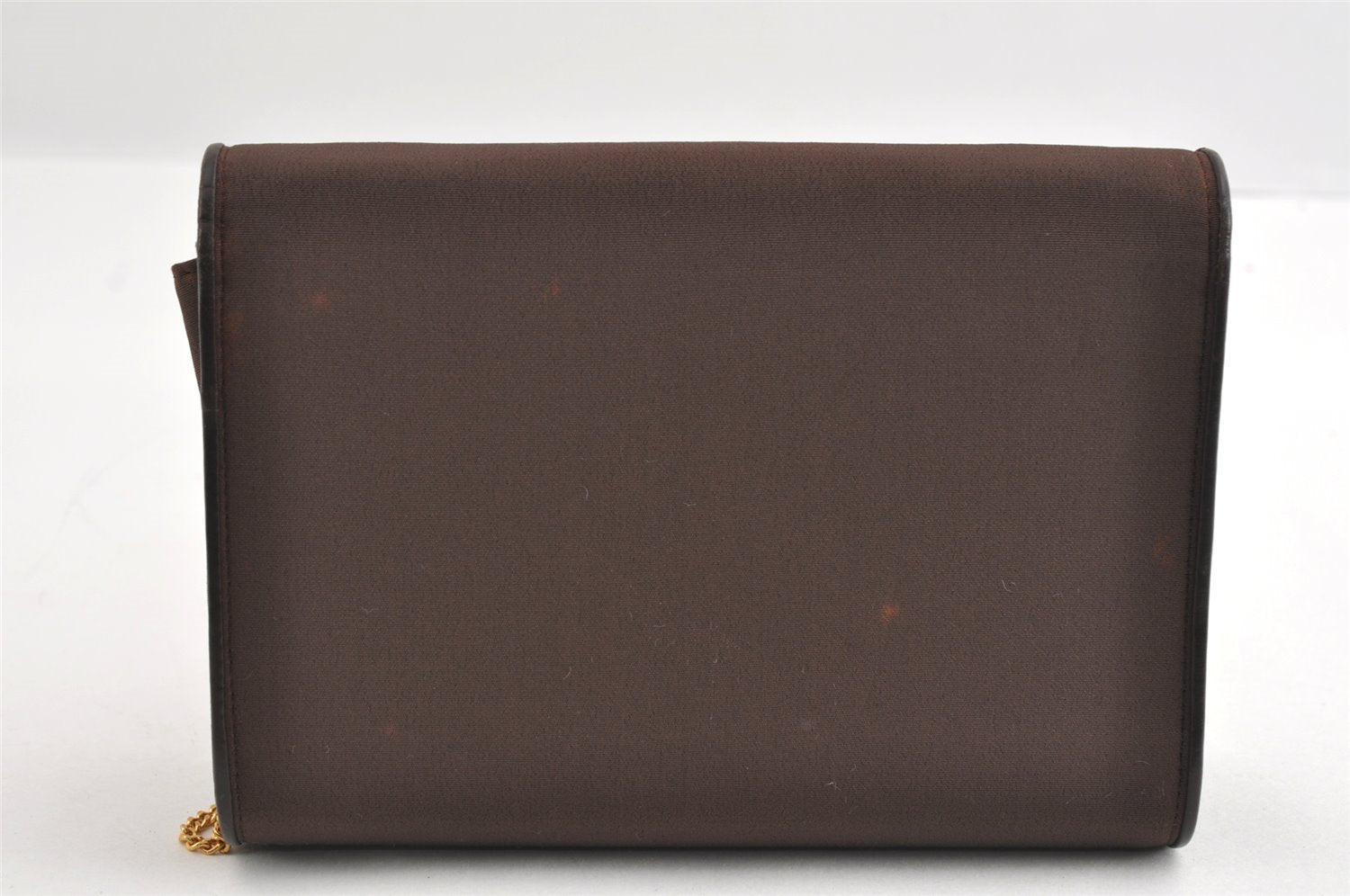 Authentic GUCCI Vintage Chain Shoulder Hand Bag Purse Nylon Leather Brown 5039I