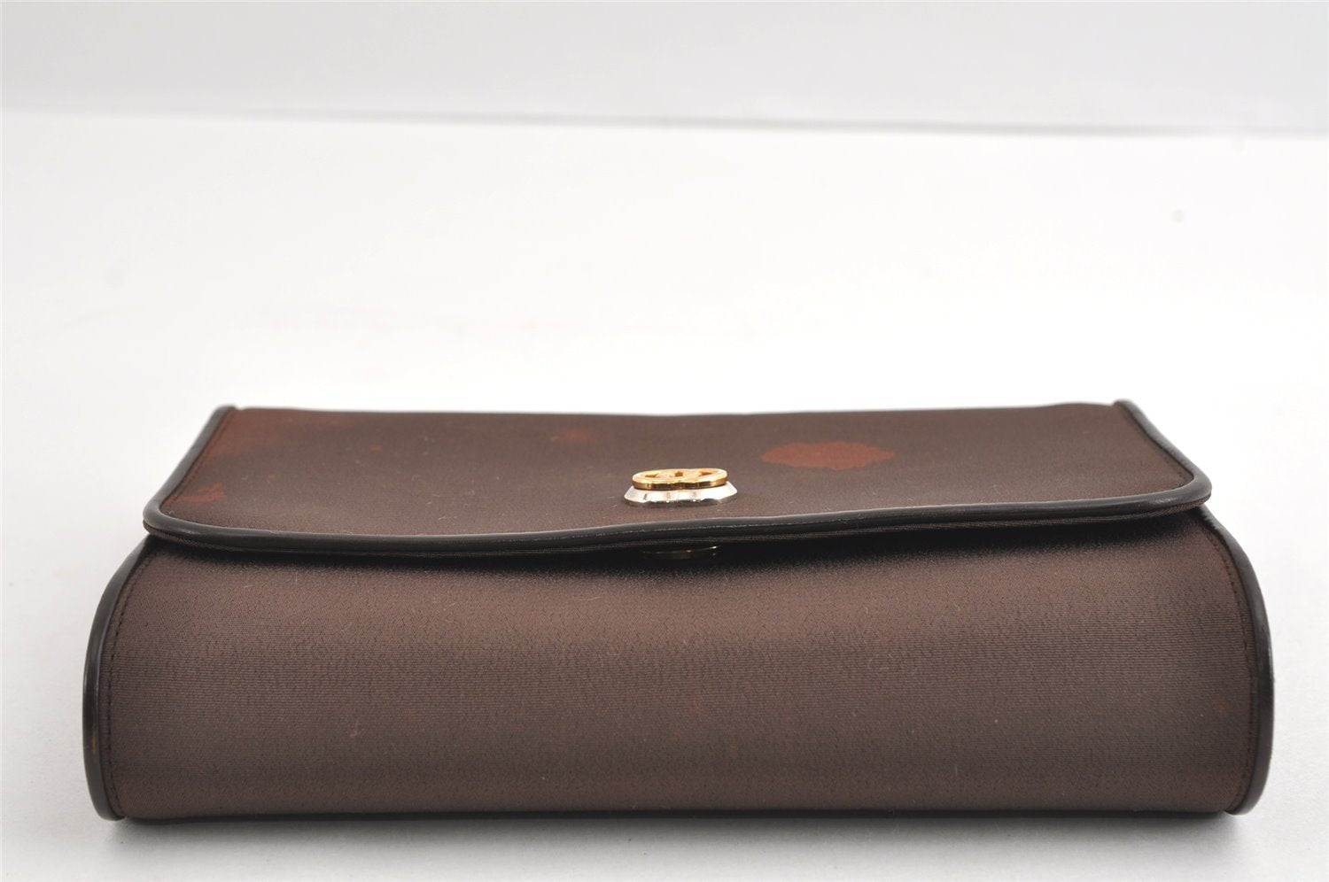 Authentic GUCCI Vintage Chain Shoulder Hand Bag Purse Nylon Leather Brown 5039I