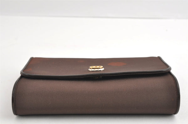 Authentic GUCCI Vintage Chain Shoulder Hand Bag Purse Nylon Leather Brown 5039I