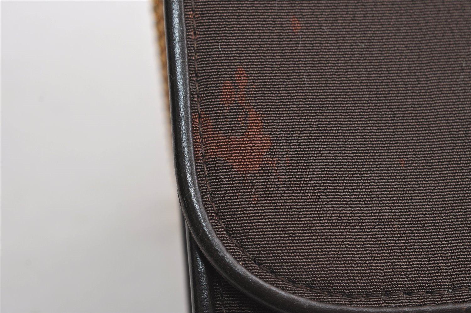 Authentic GUCCI Vintage Chain Shoulder Hand Bag Purse Nylon Leather Brown 5039I