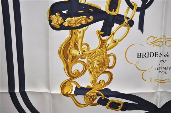 Authentic HERMES Carre 90 Scarf "BRIDES de GALA par" Silk Navy 5040E