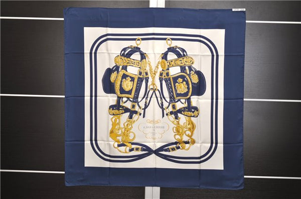 Authentic HERMES Carre 90 Scarf "BRIDES de GALA par" Silk Navy 5040E