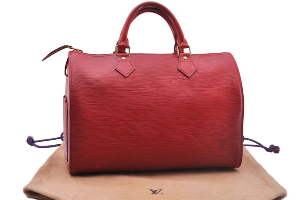 Authentic Louis Vuitton Epi Speedy 30 Hand Boston Bag Red M43007 LV 5042D