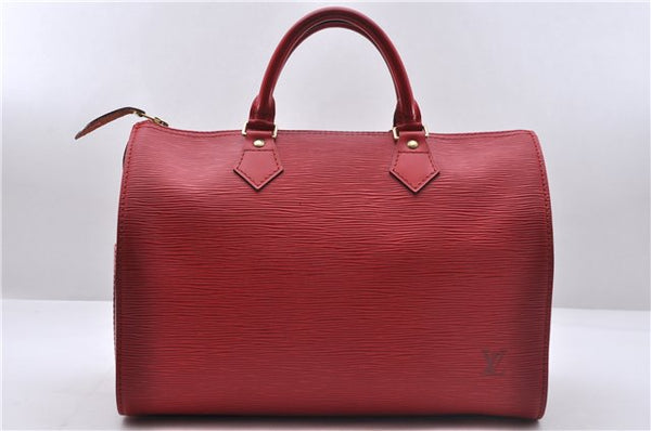 Authentic Louis Vuitton Epi Speedy 30 Hand Boston Bag Red M43007 LV 5042D