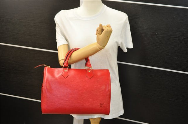 Authentic Louis Vuitton Epi Speedy 30 Hand Boston Bag Red M43007 LV 5042D