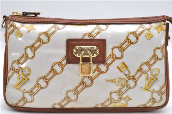 Authentic Louis Vuitton Monogram Charm Pochette Accessoires Pouch White 5043D