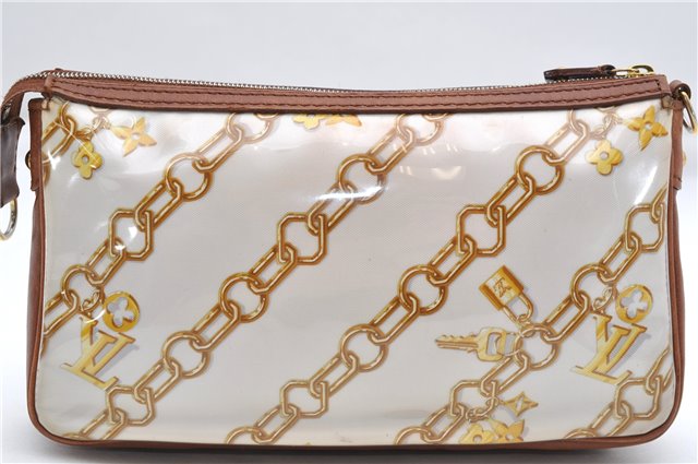 Authentic Louis Vuitton Monogram Charm Pochette Accessoires Pouch White 5043D