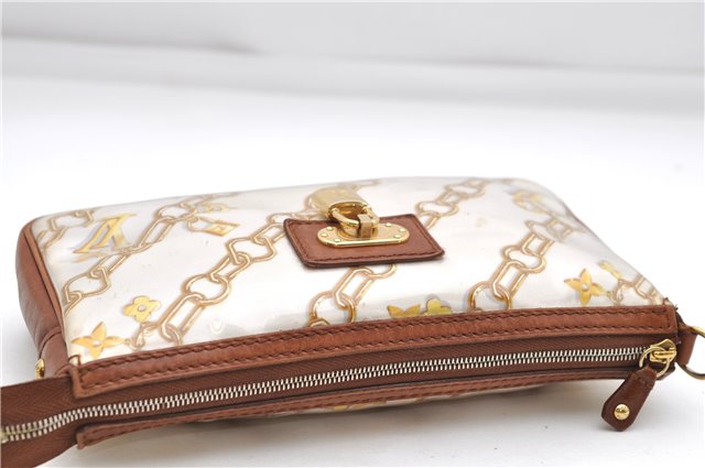 Authentic Louis Vuitton Monogram Charm Pochette Accessoires Pouch White 5043D