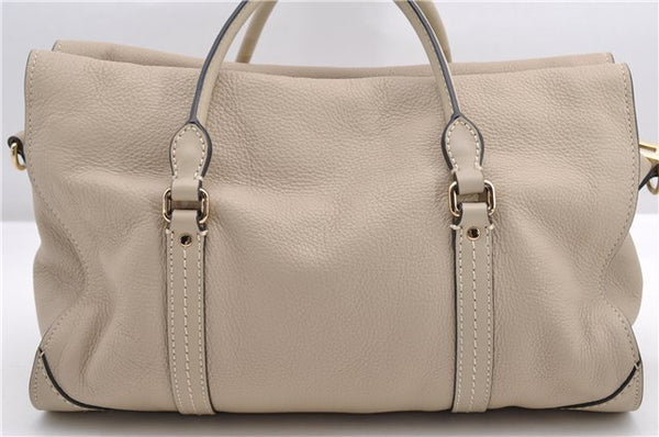 Authentic BURBERRY Vintage Leather 2Way Shoulder Tote Bag Beige 5051F