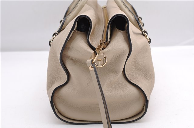 Authentic BURBERRY Vintage Leather 2Way Shoulder Tote Bag Beige 5051F