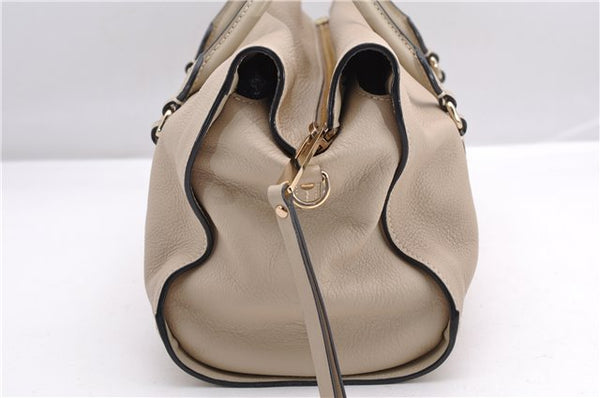 Authentic BURBERRY Vintage Leather 2Way Shoulder Tote Bag Beige 5051F