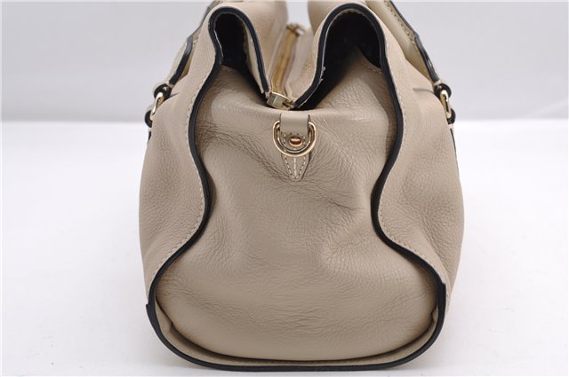 Authentic BURBERRY Vintage Leather 2Way Shoulder Tote Bag Beige 5051F