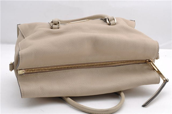 Authentic BURBERRY Vintage Leather 2Way Shoulder Tote Bag Beige 5051F