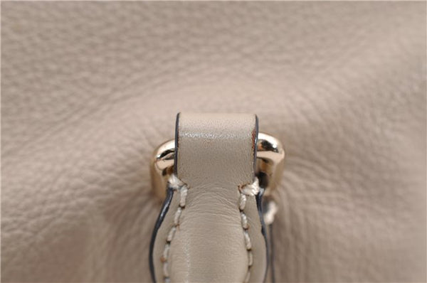 Authentic BURBERRY Vintage Leather 2Way Shoulder Tote Bag Beige 5051F