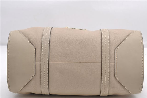 Authentic BURBERRY Vintage Leather 2Way Shoulder Tote Bag Beige 5051F