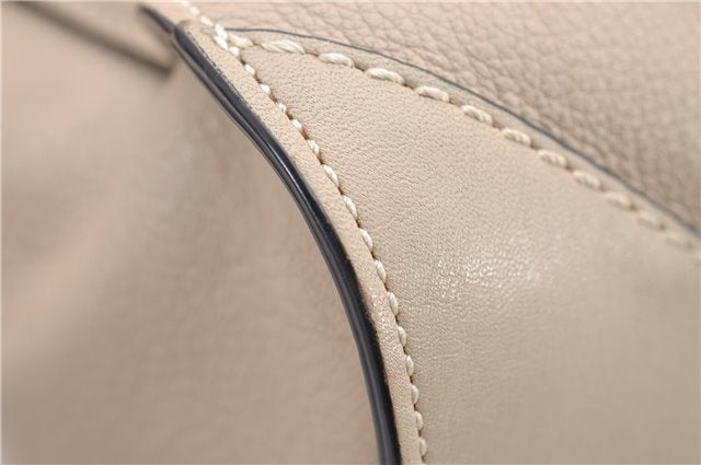 Authentic BURBERRY Vintage Leather 2Way Shoulder Tote Bag Beige 5051F
