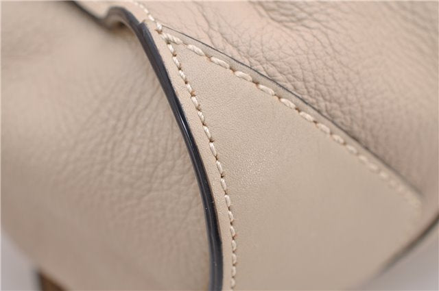 Authentic BURBERRY Vintage Leather 2Way Shoulder Tote Bag Beige 5051F