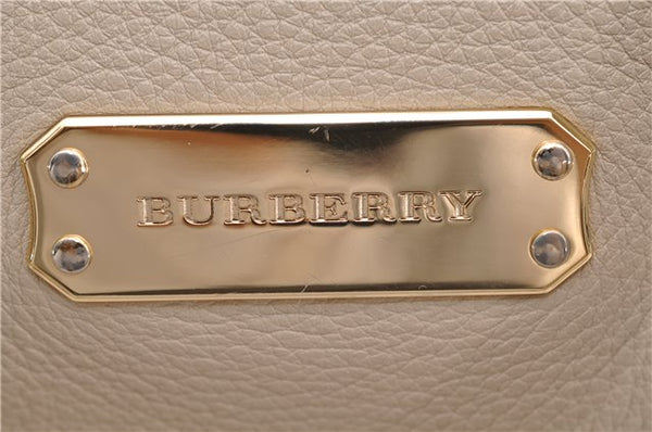 Authentic BURBERRY Vintage Leather 2Way Shoulder Tote Bag Beige 5051F