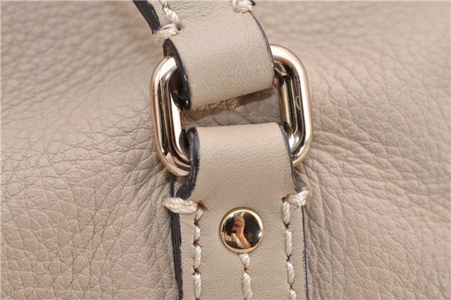Authentic BURBERRY Vintage Leather 2Way Shoulder Tote Bag Beige 5051F