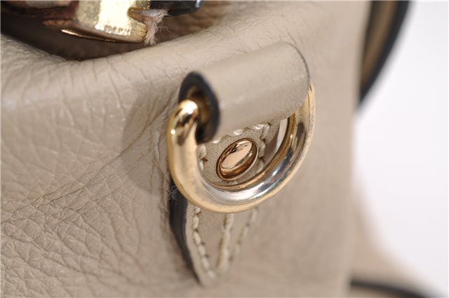 Authentic BURBERRY Vintage Leather 2Way Shoulder Tote Bag Beige 5051F