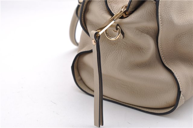 Authentic BURBERRY Vintage Leather 2Way Shoulder Tote Bag Beige 5051F