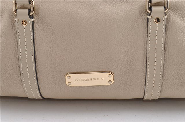 Authentic BURBERRY Vintage Leather 2Way Shoulder Tote Bag Beige 5051F