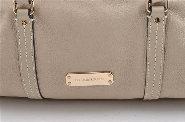 Authentic BURBERRY Vintage Leather 2Way Shoulder Tote Bag Beige 5051F