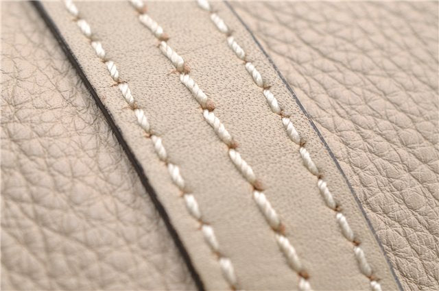 Authentic BURBERRY Vintage Leather 2Way Shoulder Tote Bag Beige 5051F