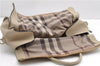Authentic BURBERRY Vintage Leather 2Way Shoulder Tote Bag Beige 5051F